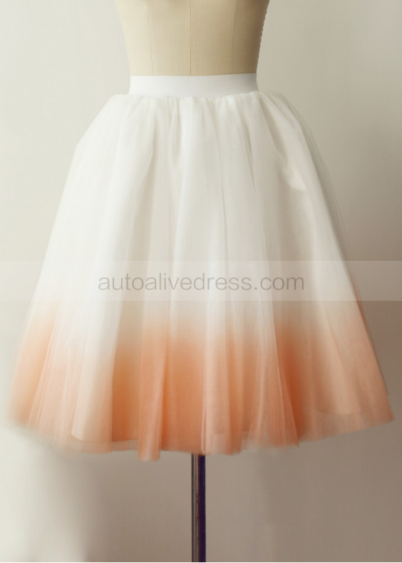 Ombre Ivory Peach Tulle Short Skirt